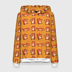 Толстовка-худи женская Лисички - такие лисички, цвет: 3D-белый