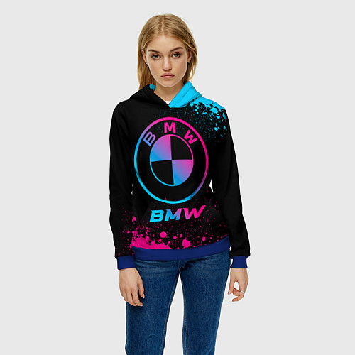 Женская толстовка BMW - neon gradient / 3D-Синий – фото 3