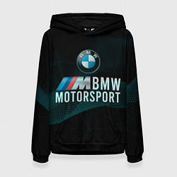 Толстовка-худи женская BMW Motosport theam, цвет: 3D-черный