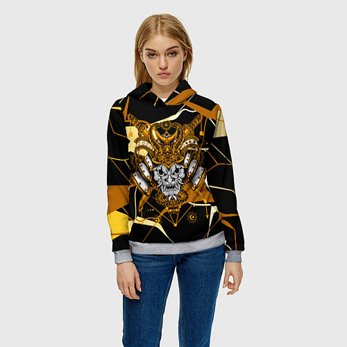 Женская толстовка Золотая маска демона / 3D-Меланж – фото 3