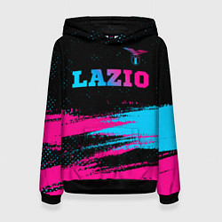 Толстовка-худи женская Lazio - neon gradient: символ сверху, цвет: 3D-черный
