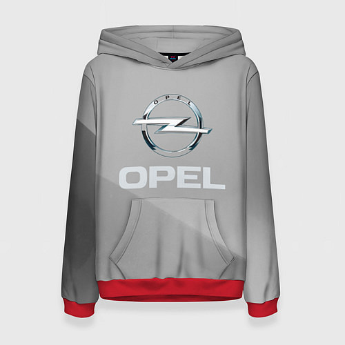 Женская толстовка Opel - серая абстракция / 3D-Красный – фото 1