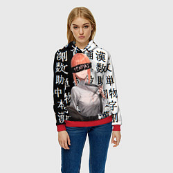 Толстовка-худи женская Макима Chainsaw Man Иероглифы, цвет: 3D-красный — фото 2