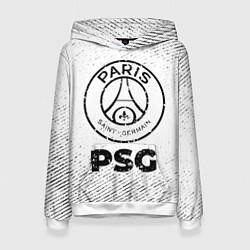 Толстовка-худи женская PSG с потертостями на светлом фоне, цвет: 3D-белый