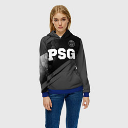 Толстовка-худи женская PSG sport на темном фоне: символ сверху, цвет: 3D-синий — фото 2