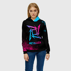 Толстовка-худи женская Metallica - neon gradient, цвет: 3D-черный — фото 2