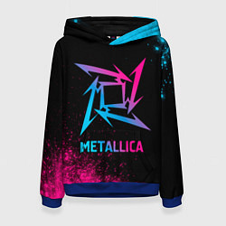 Толстовка-худи женская Metallica - neon gradient, цвет: 3D-синий