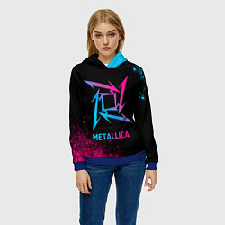 Толстовка-худи женская Metallica - neon gradient, цвет: 3D-синий — фото 2