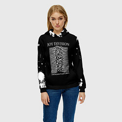 Толстовка-худи женская Joy Division - unknown pleasures, цвет: 3D-черный — фото 2