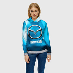 Толстовка-худи женская Mazda - sport - абстракция, цвет: 3D-меланж — фото 2