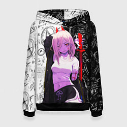 Толстовка-худи женская Пауэр с мечом - Человек бензопила, цвет: 3D-черный