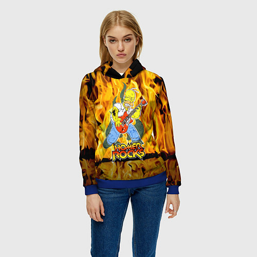 Женская толстовка Гомер Симпсон - соло на гитаре! / 3D-Синий – фото 3