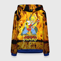 Толстовка-худи женская Гомер Симпсон - соло на гитаре!, цвет: 3D-синий