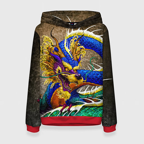 Женская толстовка Разноцветный Японский Дракон / 3D-Красный – фото 1