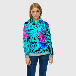 Толстовка-худи женская Palm branches, цвет: 3D-меланж — фото 2