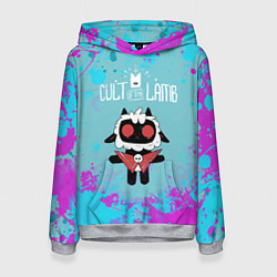 Толстовка-худи женская Овечка арт - Cult of the lamb, цвет: 3D-меланж