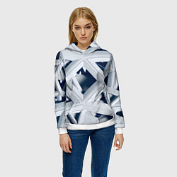 Толстовка-худи женская Абстрактное множество металлический пластин, цвет: 3D-белый — фото 2