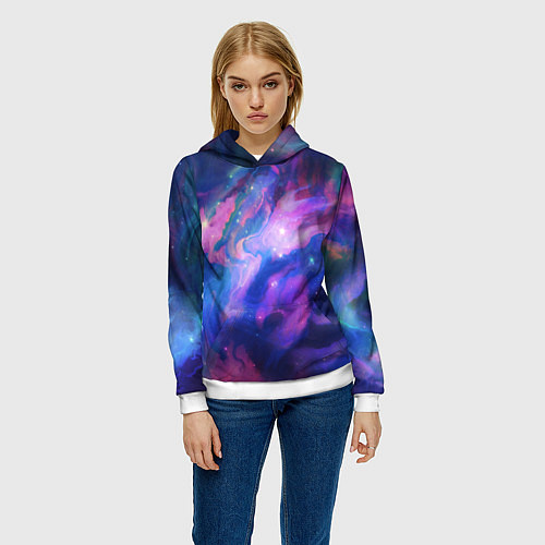Женская толстовка Космическое туманное сияние / 3D-Белый – фото 3