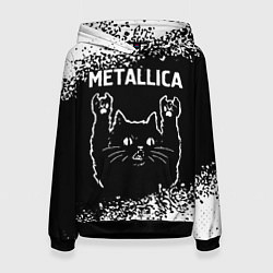 Толстовка-худи женская Группа Metallica и рок кот, цвет: 3D-черный