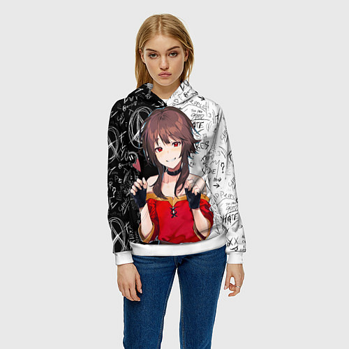 Женская толстовка Мегумин - Коносуба / 3D-Белый – фото 3