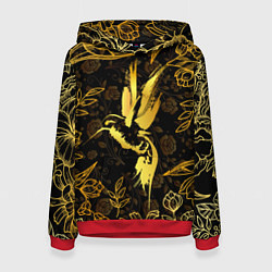 Толстовка-худи женская Золотая колибри, цвет: 3D-красный
