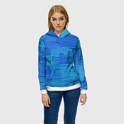 Толстовка-худи женская Синие мазки краски, цвет: 3D-белый — фото 2