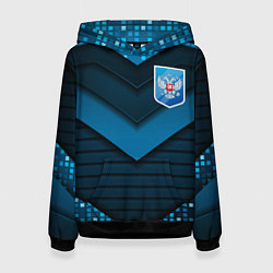 Толстовка-худи женская Russia abstract blue, цвет: 3D-черный