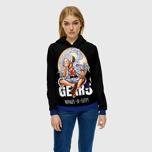 Женская толстовка Монки Д Луффи 5 гир - One Piece / 3D-Синий – фото 3