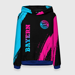 Толстовка-худи женская Bayern - neon gradient: надпись, символ, цвет: 3D-синий