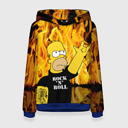 Толстовка-худи женская Homer Simpson - Rock n Roll!, цвет: 3D-синий