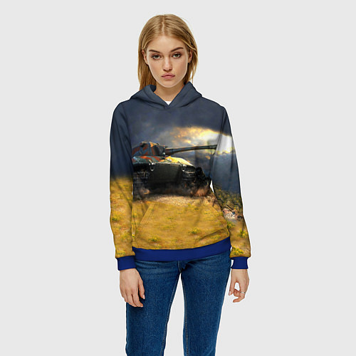 Женская толстовка Танк Е100 / 3D-Синий – фото 3