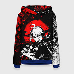 Толстовка-худи женская Кадзуха - Мрачный геншин, цвет: 3D-синий
