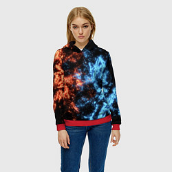 Толстовка-худи женская Fire and Water Огонь и вода, цвет: 3D-красный — фото 2