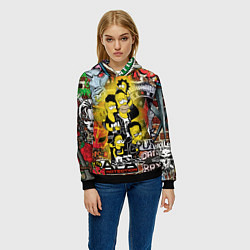 Толстовка-худи женская Simpsons & Punks not dead! Motto!, цвет: 3D-черный — фото 2