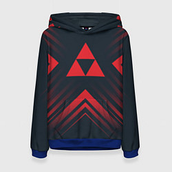 Толстовка-худи женская Красный символ Zelda на темном фоне со стрелками, цвет: 3D-синий