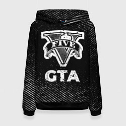 Толстовка-худи женская GTA с потертостями на темном фоне, цвет: 3D-черный