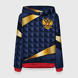 Женская толстовка Золотой герб России на объемном синим фоне
