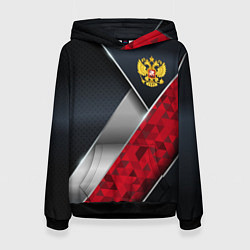 Толстовка-худи женская Red & black Russia, цвет: 3D-черный