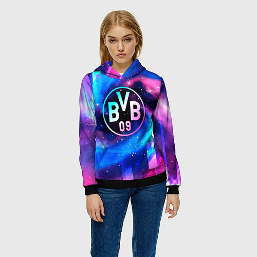 Женская толстовка Borussia неоновый космос / 3D-Черный – фото 3