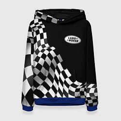 Толстовка-худи женская Land Rover racing flag, цвет: 3D-синий