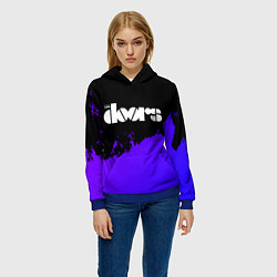 Толстовка-худи женская The Doors purple grunge, цвет: 3D-синий — фото 2