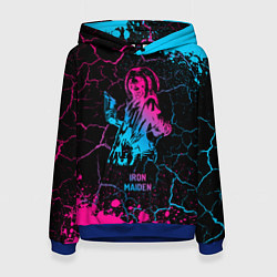 Толстовка-худи женская Iron Maiden - neon gradient, цвет: 3D-синий