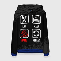 Толстовка-худи женская Eat, sleep, Elden Ring, repeat, цвет: 3D-синий