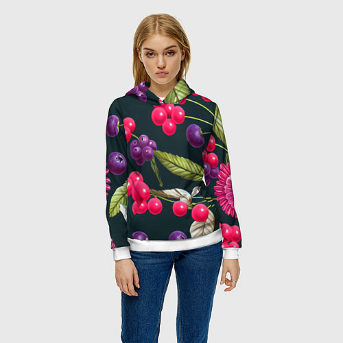 Женская толстовка Ягодки нарисованные / 3D-Белый – фото 3