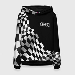 Толстовка-худи женская Audi racing flag, цвет: 3D-черный