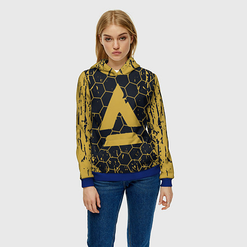 Женская толстовка BattleTech - соты / 3D-Синий – фото 3