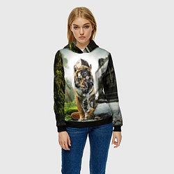 Толстовка-худи женская Кибернетический тигр, цвет: 3D-черный — фото 2