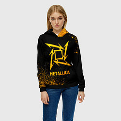 Толстовка-худи женская Metallica - gold gradient, цвет: 3D-черный — фото 2