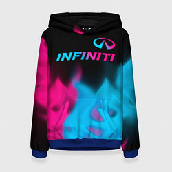 Толстовка-худи женская Infiniti - neon gradient: символ сверху, цвет: 3D-синий