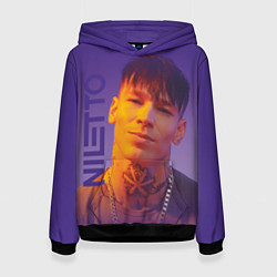 Толстовка-худи женская Niletto на фиолетовом фоне, цвет: 3D-черный